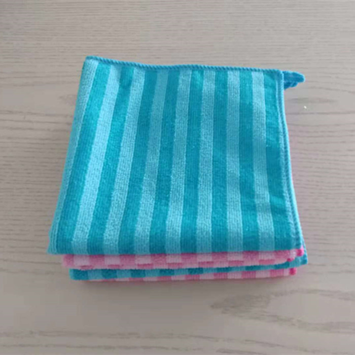 Cationic striped rag locking edge Kitchen cleaning Towel